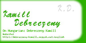 kamill debreczeny business card
